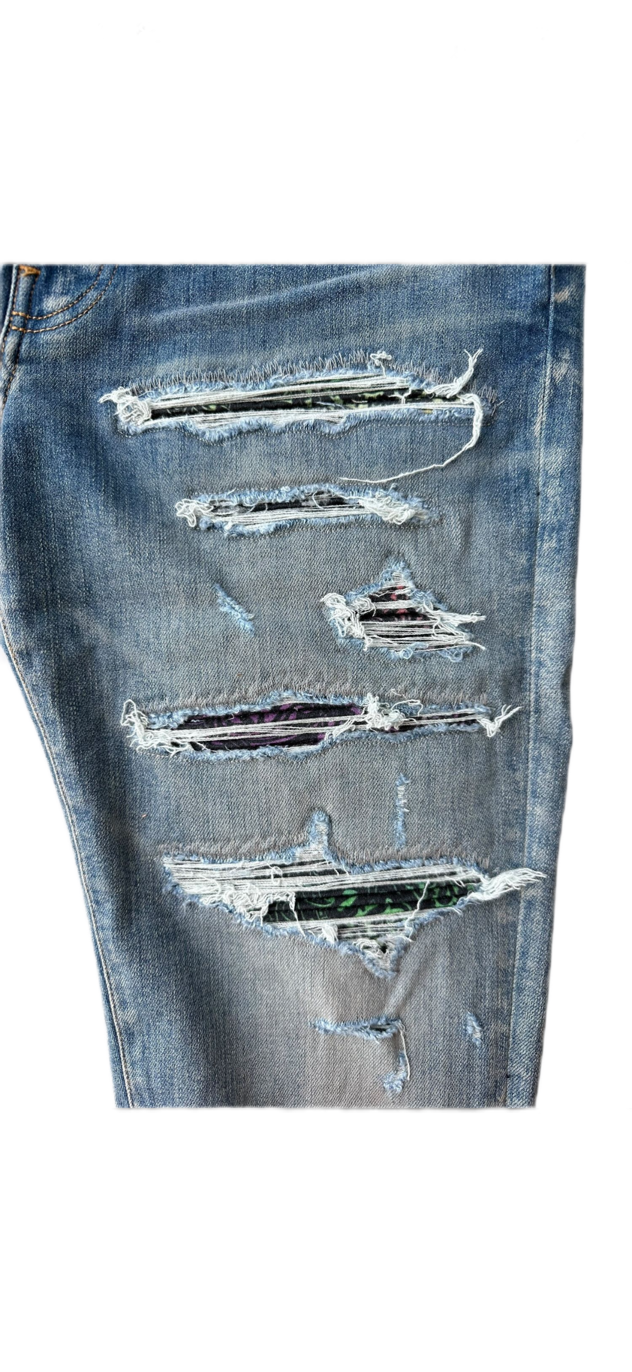 Amiri Jeans Thrasher Rainbow Paisley Patch Clay Indigo
