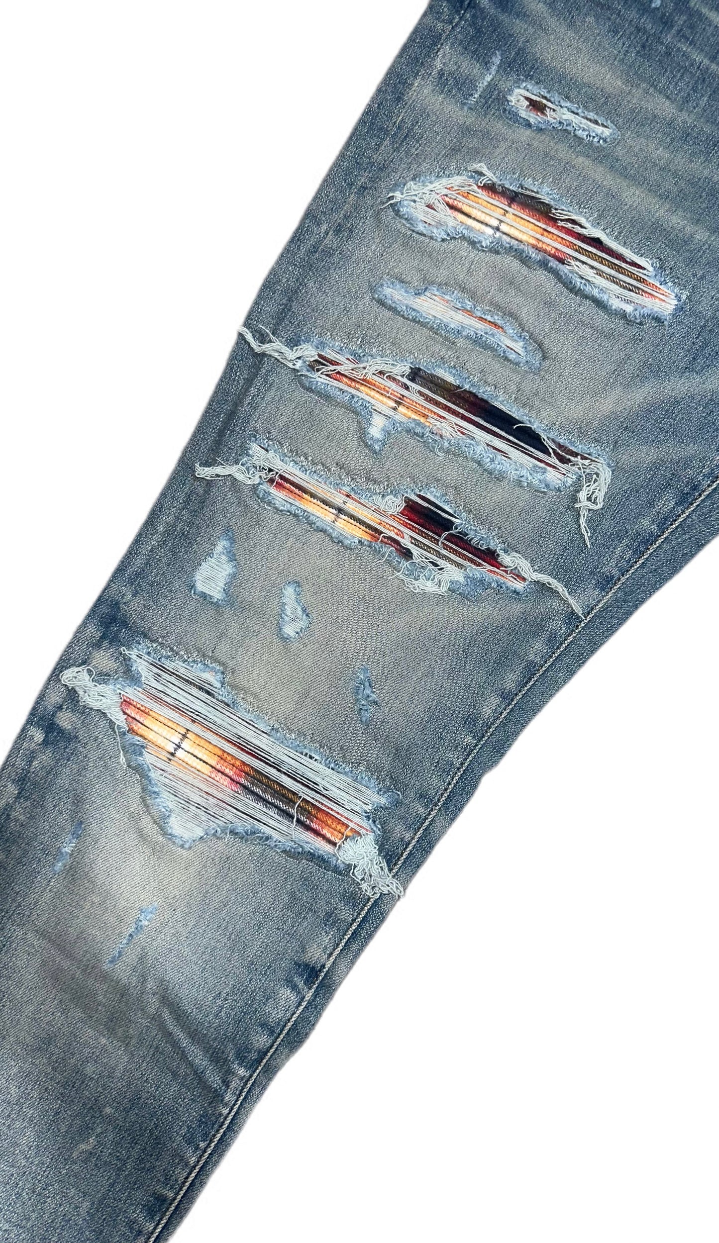 Amiri Jeans Plaid Thrasher Clay Indigo