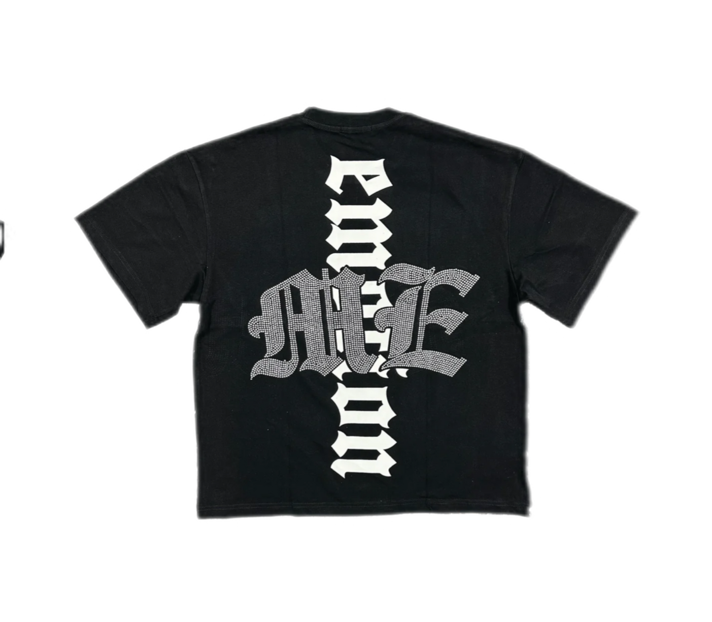 Mixed Emotion Astronaut Rhinestone T-Shirt Black