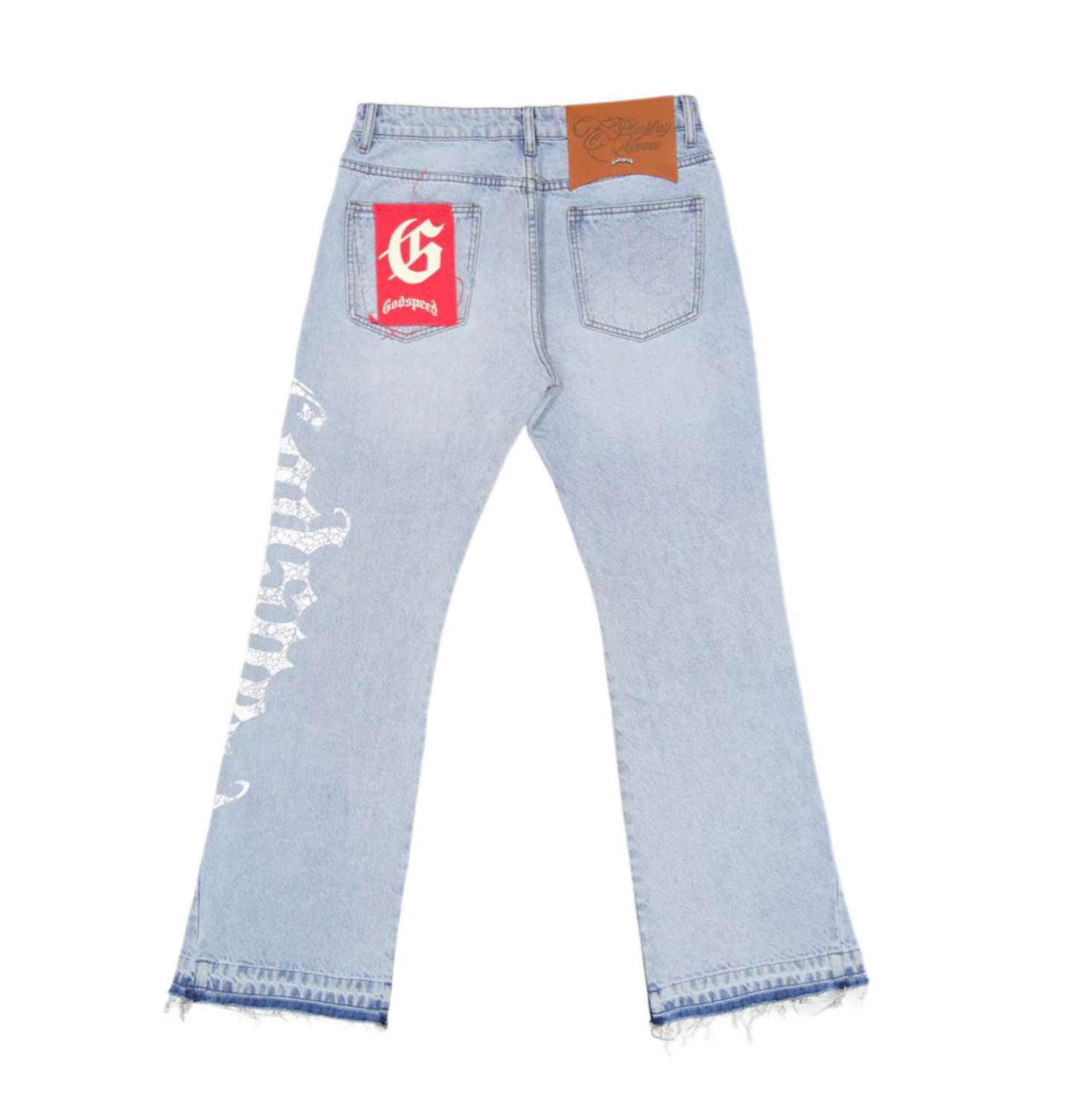 Godspeed OG Logo Flared Printed Jeans Blue