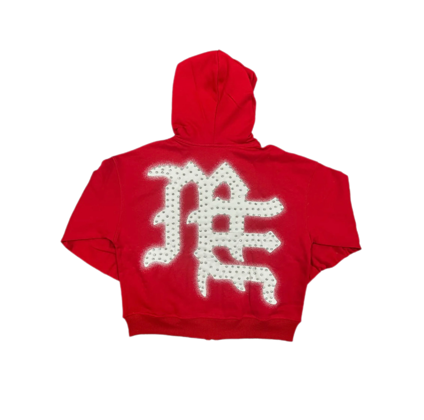 Mixed Emotion End Rhinestone Zip-Up Red
