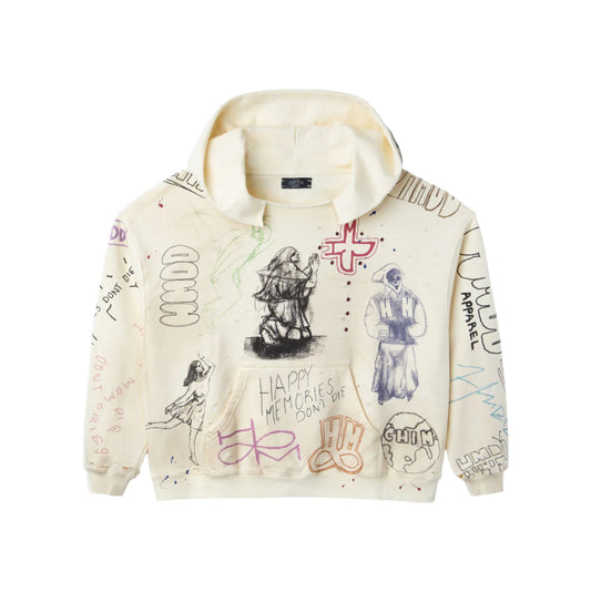 Happy Memories Don't Die Sketch Hoodie Cream