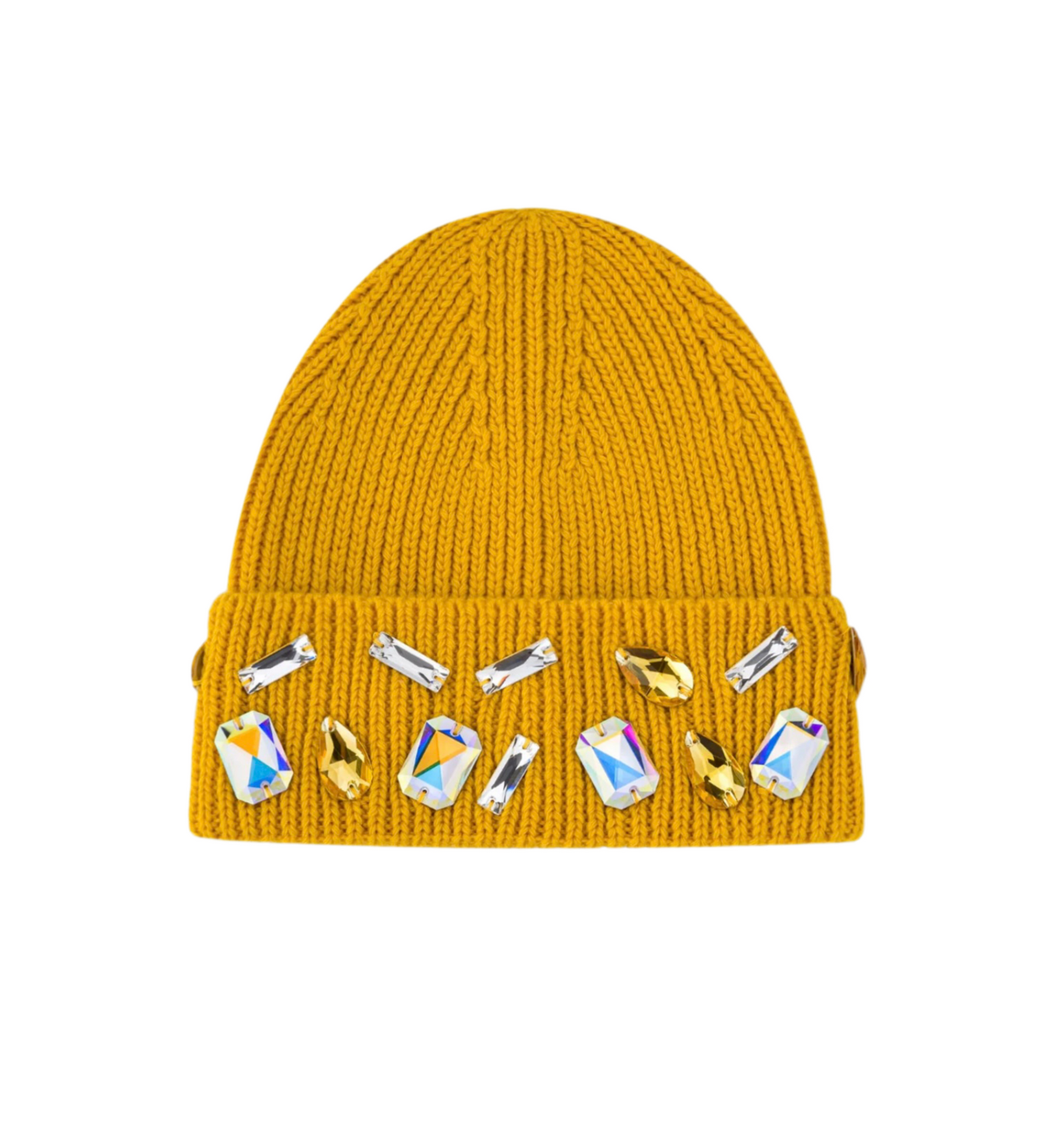 Louis Crown Rhinestone Beanie Mosaic Yellow