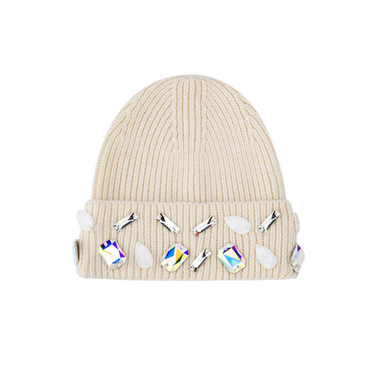 Louis Crown Rhinestone Beanie Mosaic Bone
