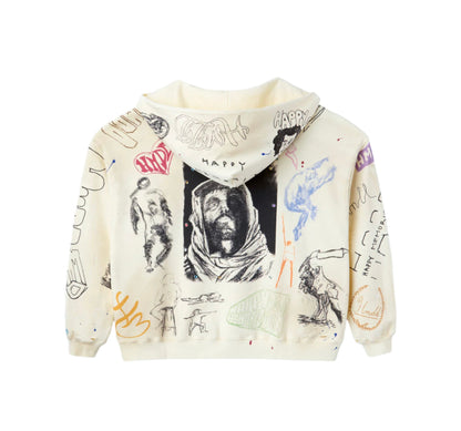 Happy Memories Don't Die Sketch Hoodie Cream