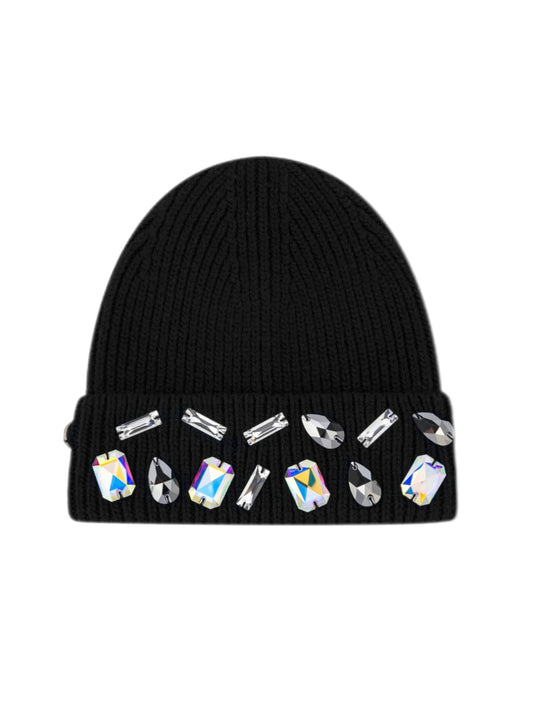 Louis Crown Rhinestone Beanie Mosaic Black