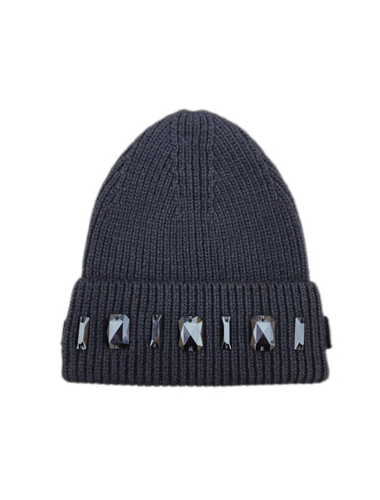 Louis Crown Rhinestone Beanie Black Onyx