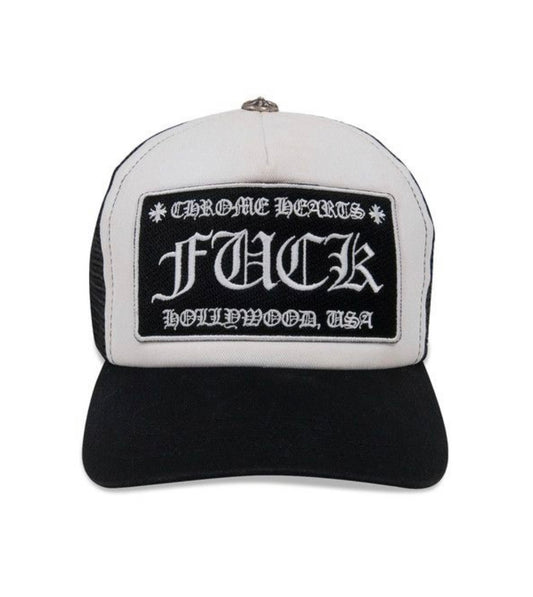 Chrome Hearts Fuck Hollywood Trucker Hat Black/White