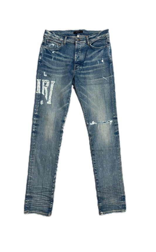 Amiri Jeans Distressed Amiri Logo Clay Indigo