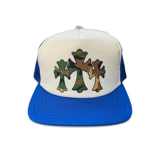 Chrome Hearts Triple Cross Trucker Hat Blue/White