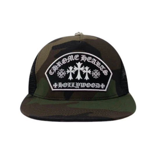Chrome Hearts Arc Cross Patch Trucker Hat Camo
