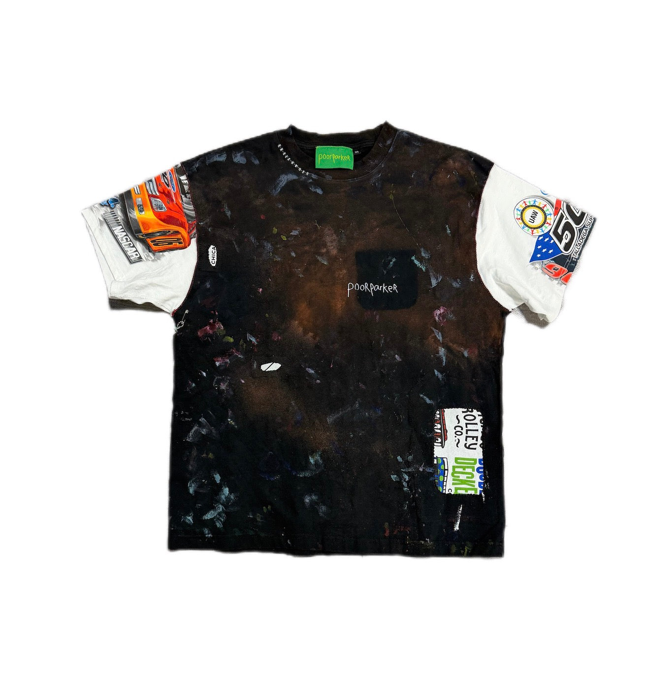Poor Parker Nascar Paint Splatter T-Shirt Washed Black