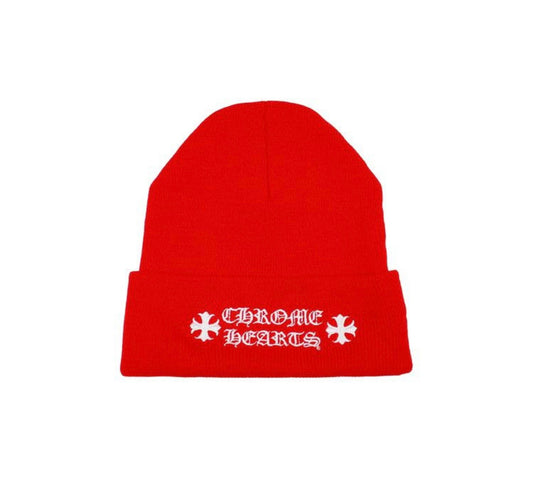 Chrome Hearts Script Logo Beanie Red
