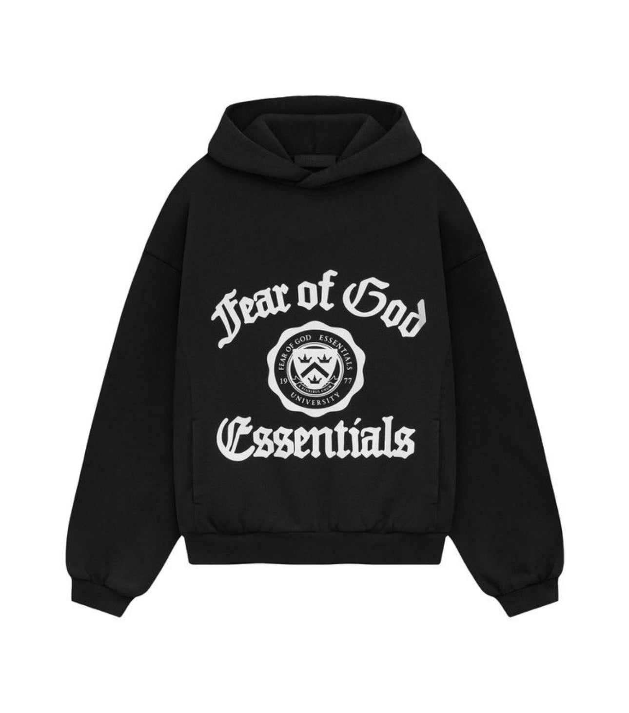 Essentials Fleece Vintage Shrunken Hoodie Black