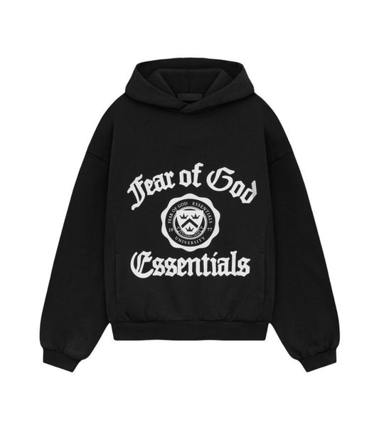 Essentials Fleece Vintage Shrunken Hoodie Black