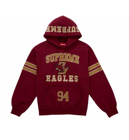 Supreme Rhinestone Eagle Hoodie Red