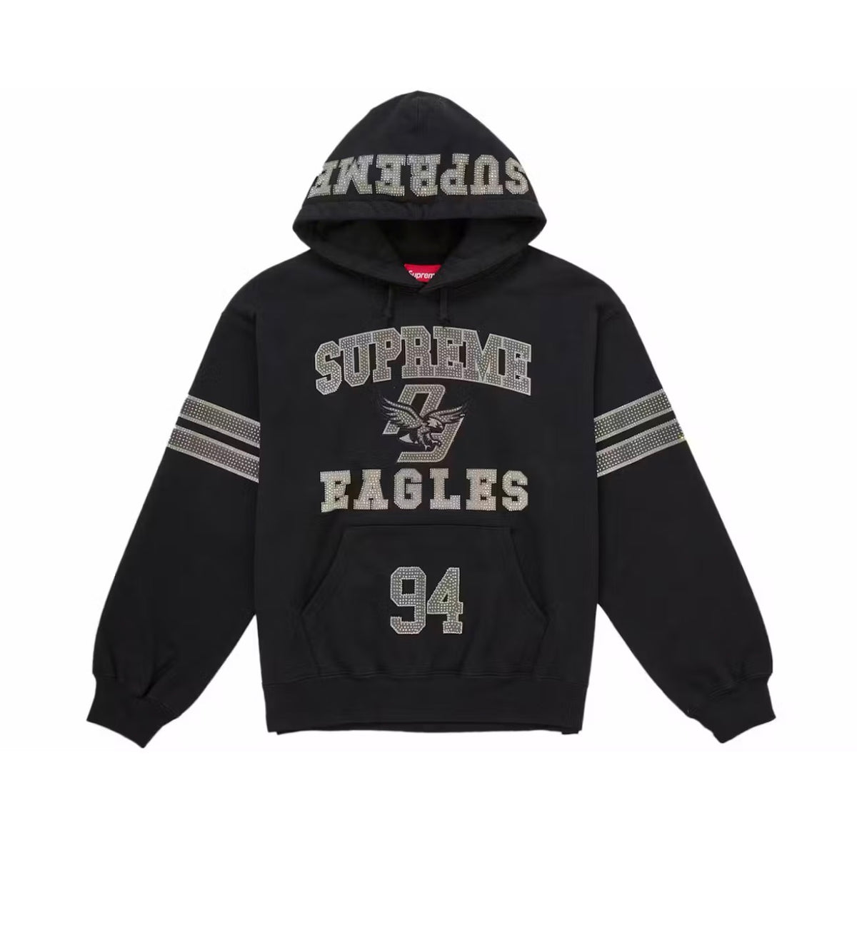 Supreme Rhinestone Eagle Hoodie Black