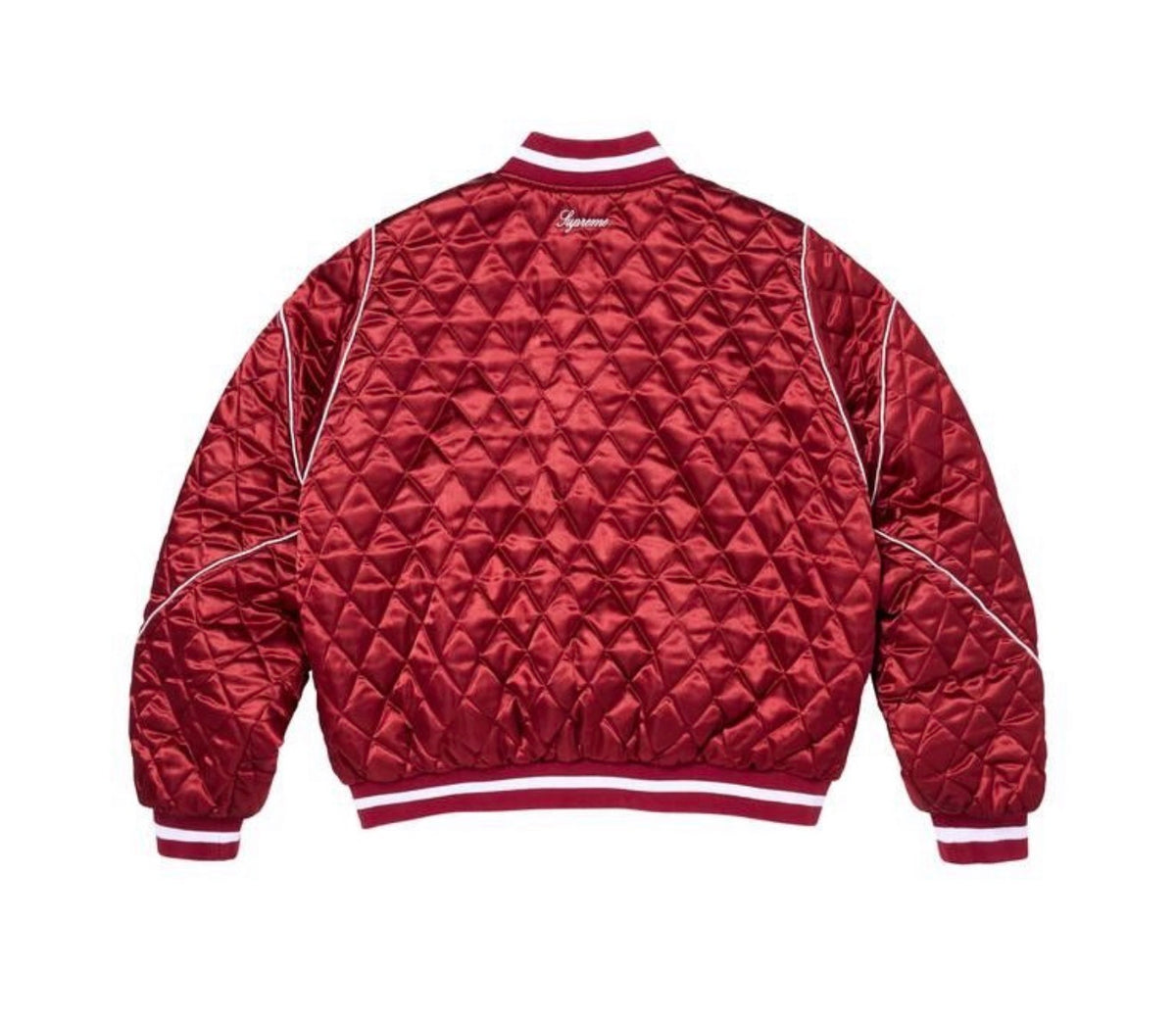 Supreme Champion Quilted Satin Varsity Jacket Dark Red