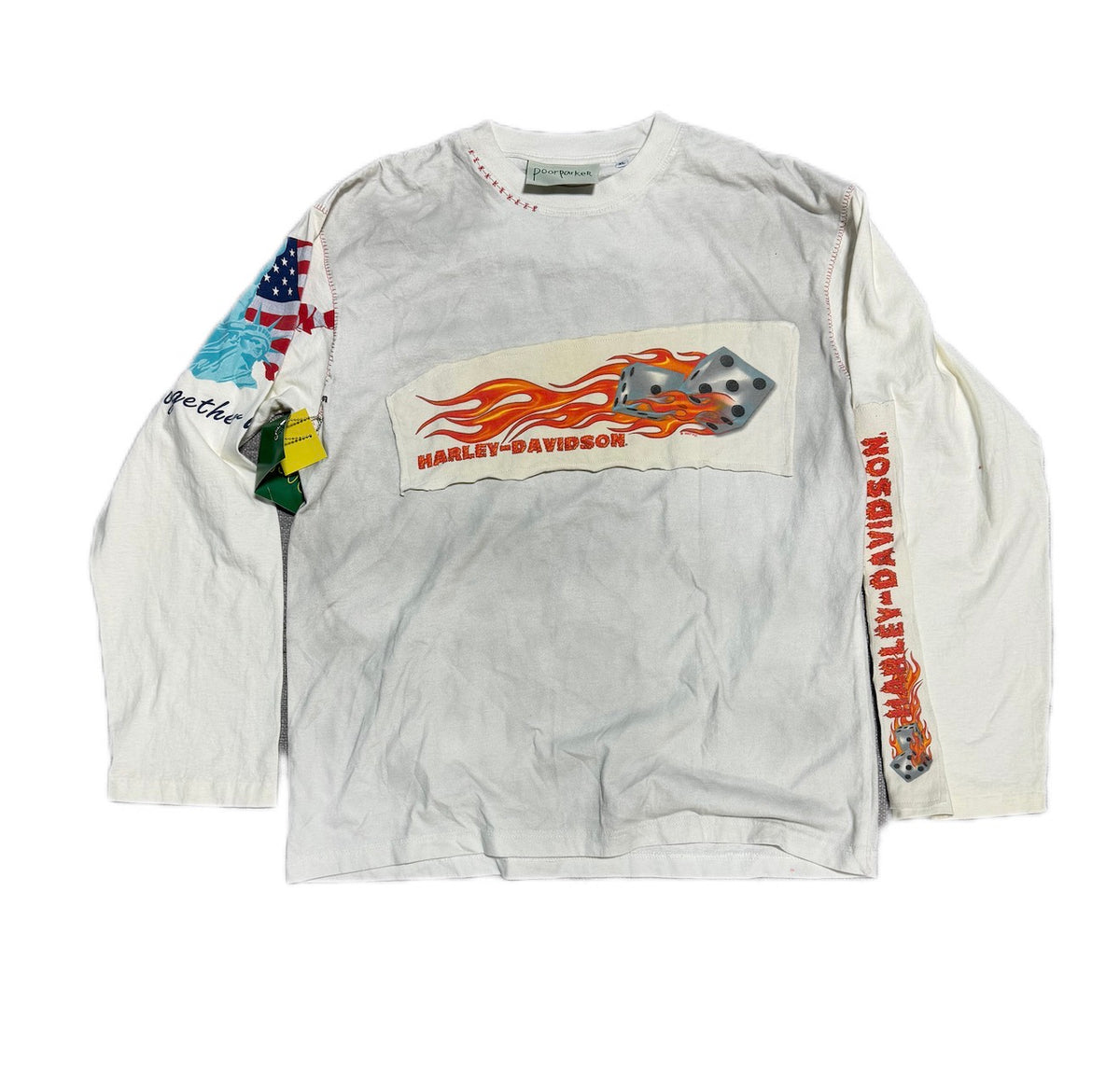 Poor Parker Harley Davidson Fire Dice Long Sleeve Dirty White