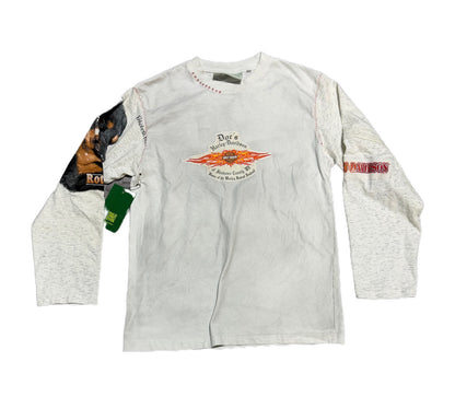 Poor Parker Docs Harley Davidson Rottweiler Long Sleeve Dirty White