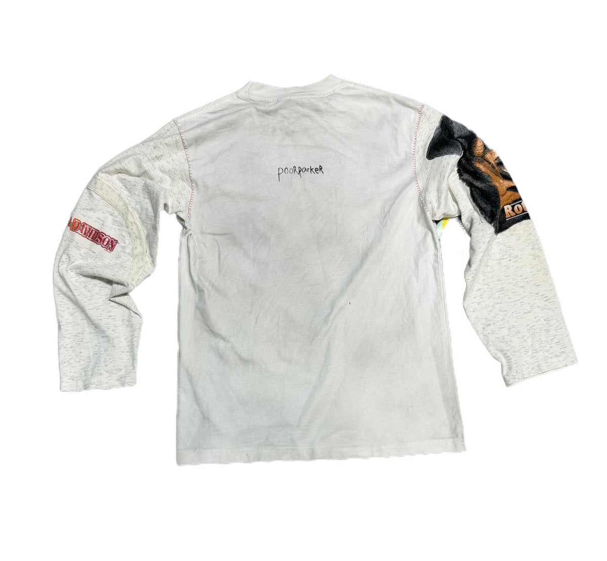Poor Parker Docs Harley Davidson Rottweiler Long Sleeve Dirty White