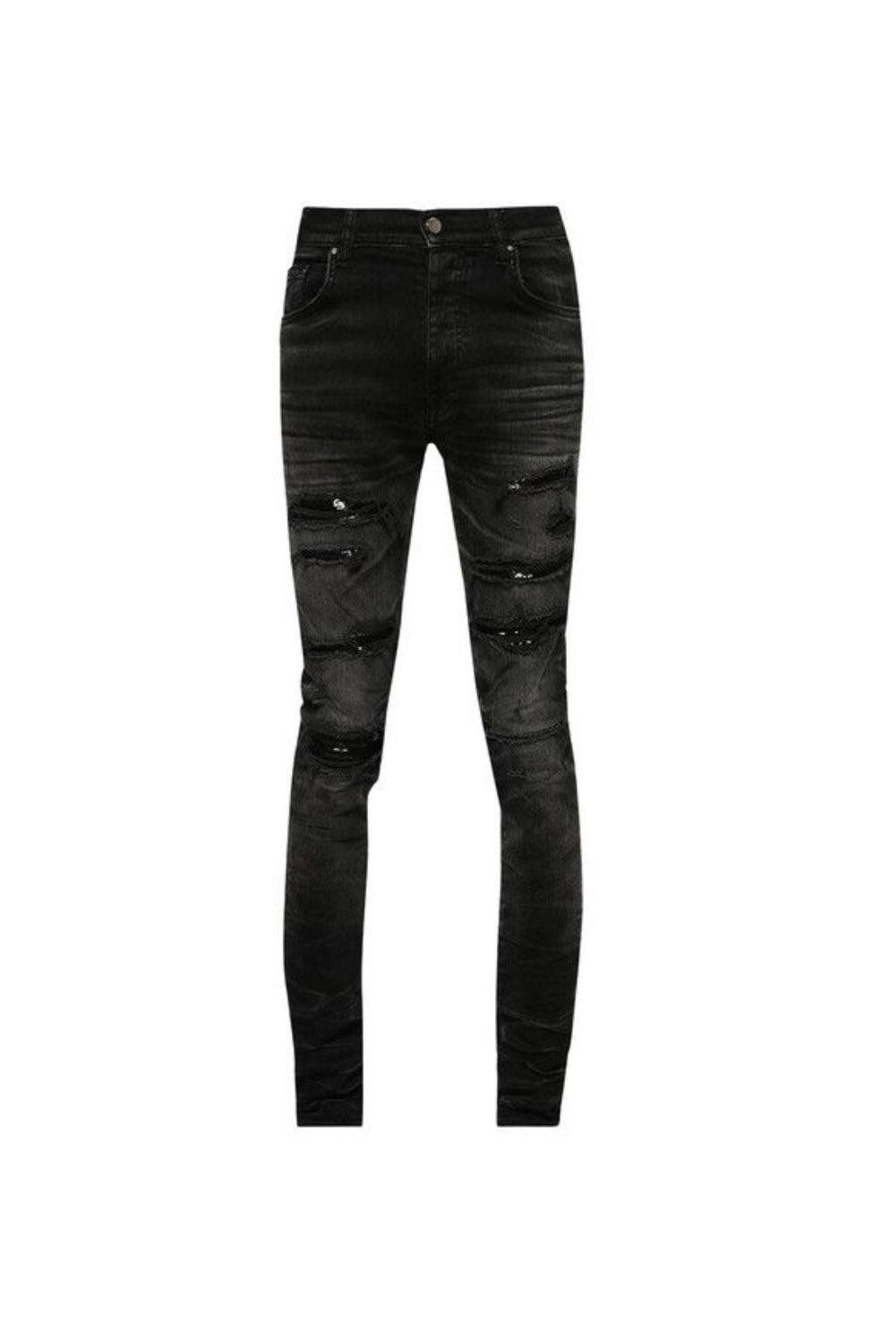 Amiri Jeans Thrasher Black Sequin Faded Black