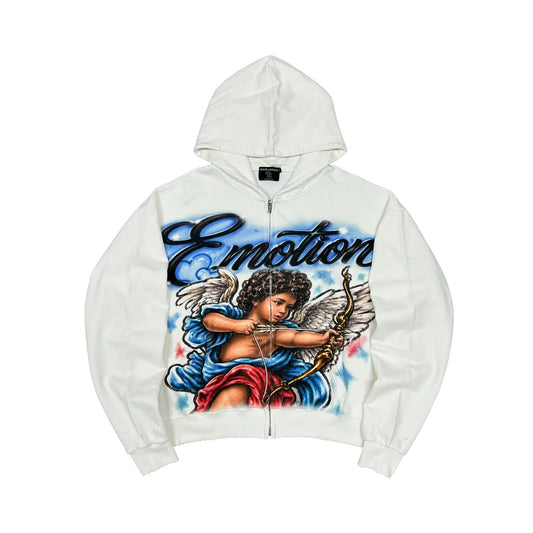 Mixed Emotion Cupids Arrow Zip-Up White