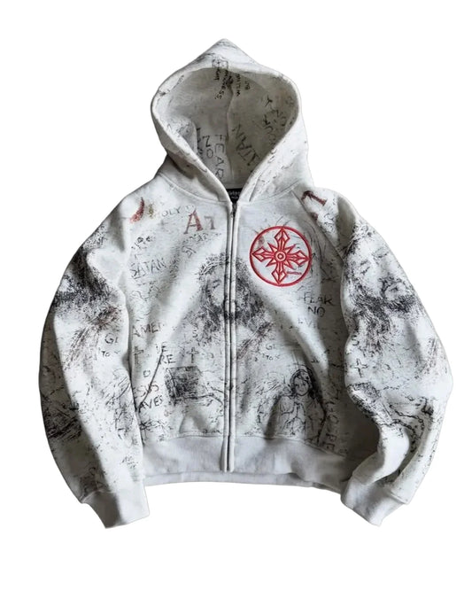 Righteous Fear No Evil Zip-Up Grey