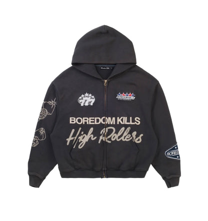 Boredom Kills High Rollers Zip-Up Black
