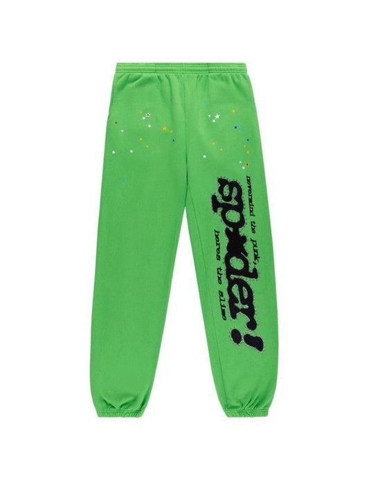 Sp5der Punk V2 Rhinestone Sweatpants Bright Green