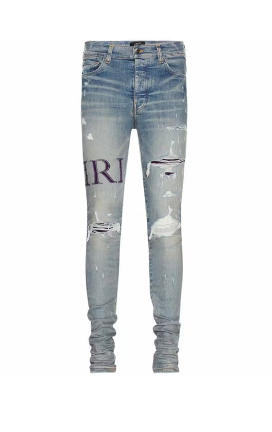 Amiri Jeans Serif Purple Logo Clay Indigo
