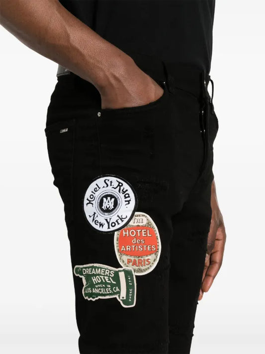 Amiri Jeans Travel Patch Repair Black