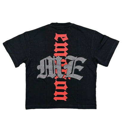 Mixed Emotion Octopus Rhinestone T-Shirt Black