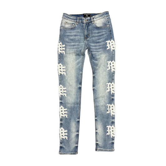 Mixed Emotion Monogram Jeans Blue