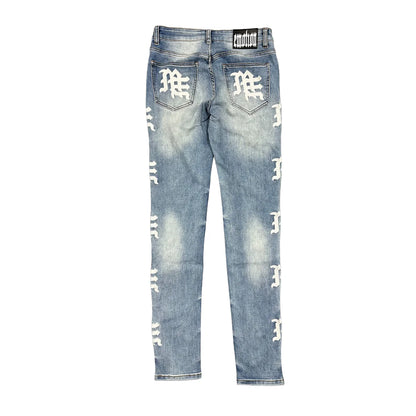 Mixed Emotion Monogram Jeans Blue