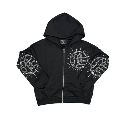 Mixed Emotion Eclipse Rhinestone Sweatsuit Black