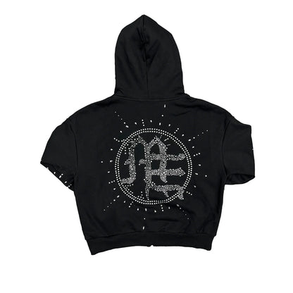 Mixed Emotion Eclipse Rhinestone Sweatsuit Black