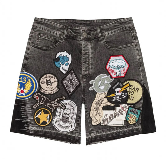 Godspeed Patchwork Denim Shorts V2 Grey