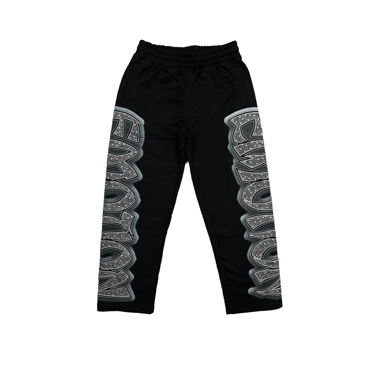 Mixed Emotion Midnight Rhinestone Sweatpants Black