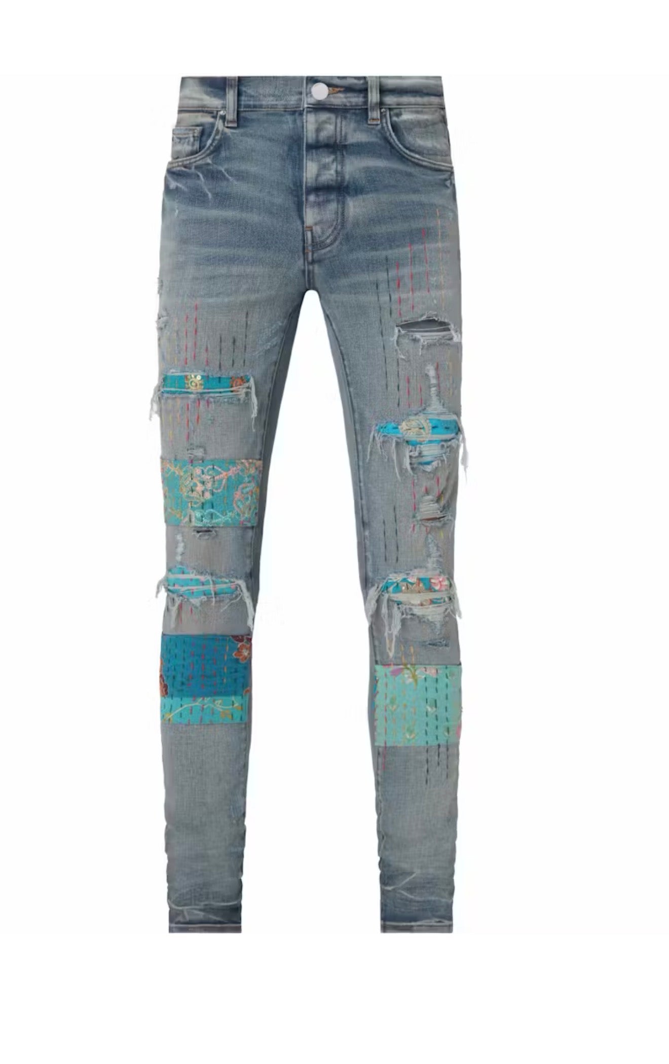 Amiri Jeans Quilted Art Patch Clay Indigo