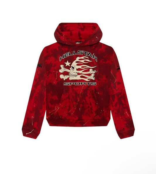 Hellstar Sports Tie-Dye Skull Hoodie Red