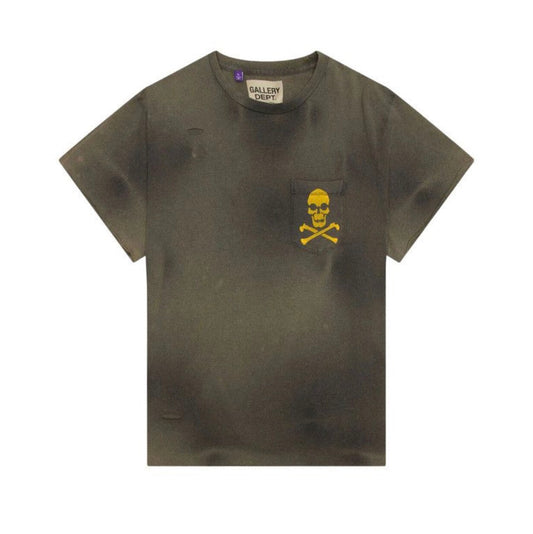 Gallery Dept Zip Skull T-Shirt Olive