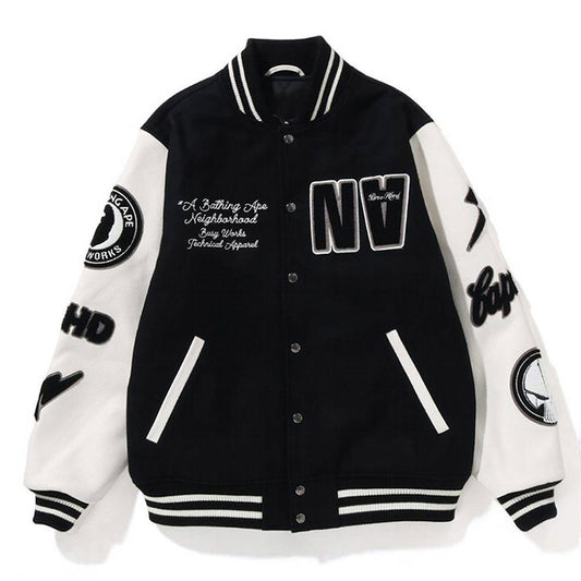 Bape NBHD Varsity Jacket Black/Cream