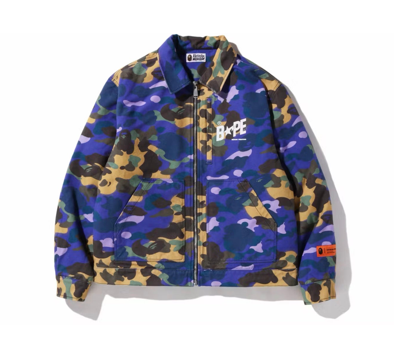 Bape X Heron Preston 1st Camo Duck Trucker Jacket Purple