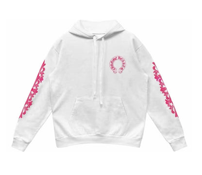 Chrome Hearts Horseshoe Floral Hoodie White/Pink