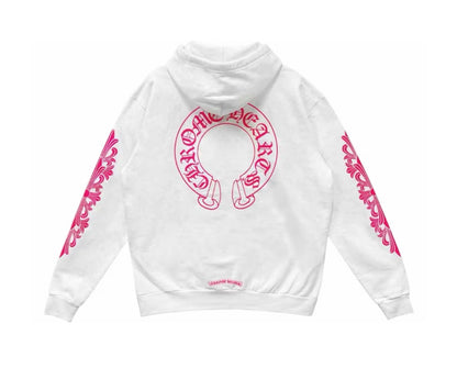 Chrome Hearts Horseshoe Floral Hoodie White/Pink
