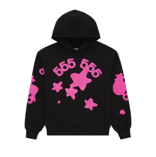 Sp5der Angle Number Beluga Hoodie Black/Pink