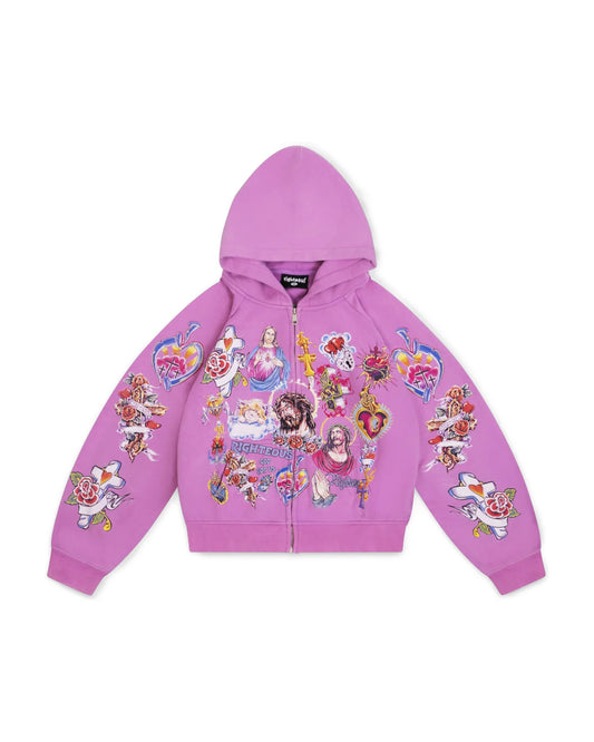 Righteous Risen King Cropped Zip-Up Purple
