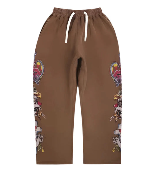 Righteous Risen King Cropped Sweatpants Brown