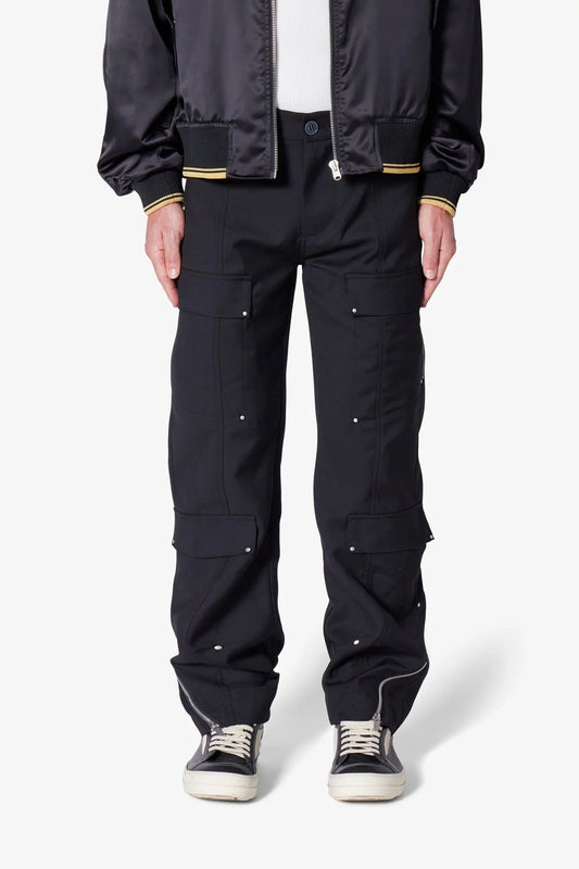 MNML Angled Zip Cargo Pants Black